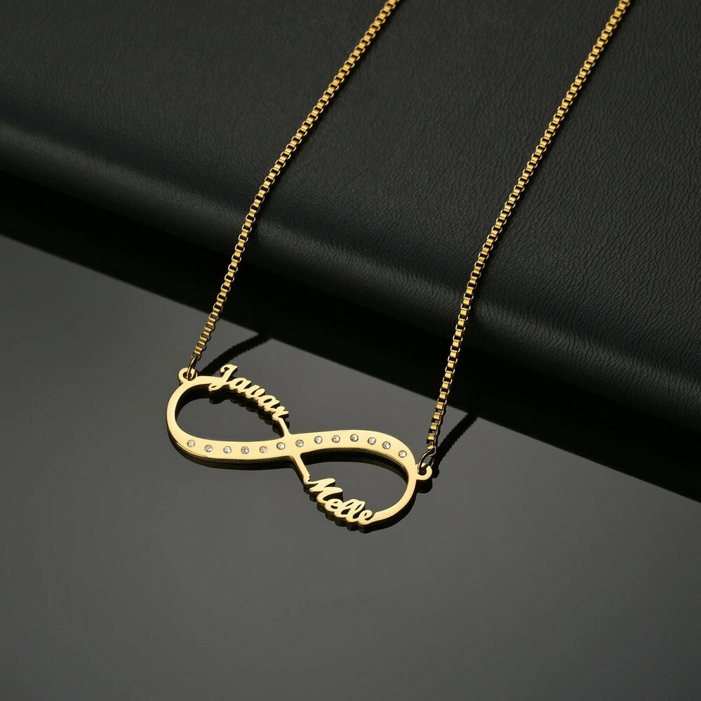 楽天FineJewelrys【送料無料】 ネックレス ステンレス チェーン ビーズ ネーム メンズ レディース カスタム パーソナライズ 無限 インフィニティ 名前 スチール 多数 箱 ボックス ガール ギフト
