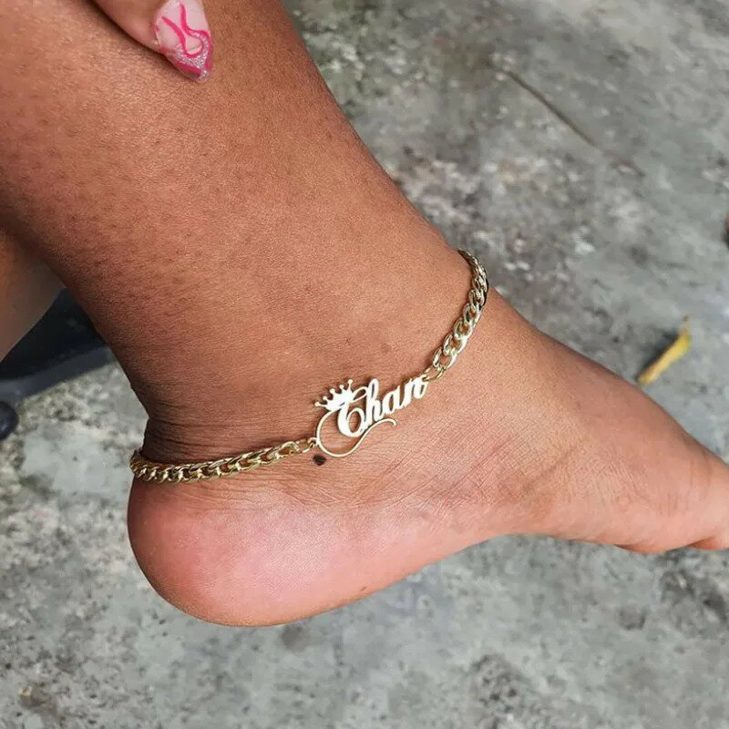 【送料無料】 アンクレット ステンレス ナンバー ネーム レディース メンズ スチール カスタマイズ 名前 パーソナライズ レター 数字 調整可能 ハンドメイド...