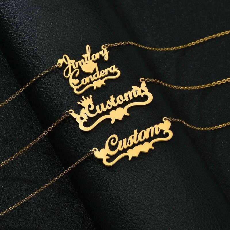 【送料無料】 チョーカー 指輪 リング ネックレス ステンレス チェーン ハート ネーム レディース パーソナライズ 名前 スチール ダブル リンク ステートメ...