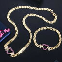 【クーポン利用で9890円】 チョーカー 指輪 リング ブレスレット ネックレス 赤 レッド ゴールド チェーン ストーン ハート LOVE レディース 贅沢 ...