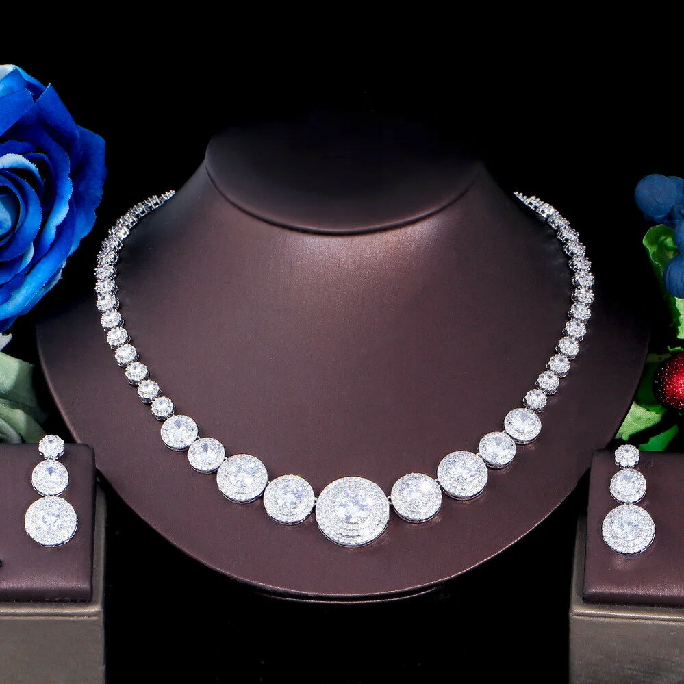 【送料無料】 チョーカー ピアス ネックレス ジルコニア ブライダル ラウンド ピック リング レディース 輝く スパークリング キュービック ジルコン 形 シ...