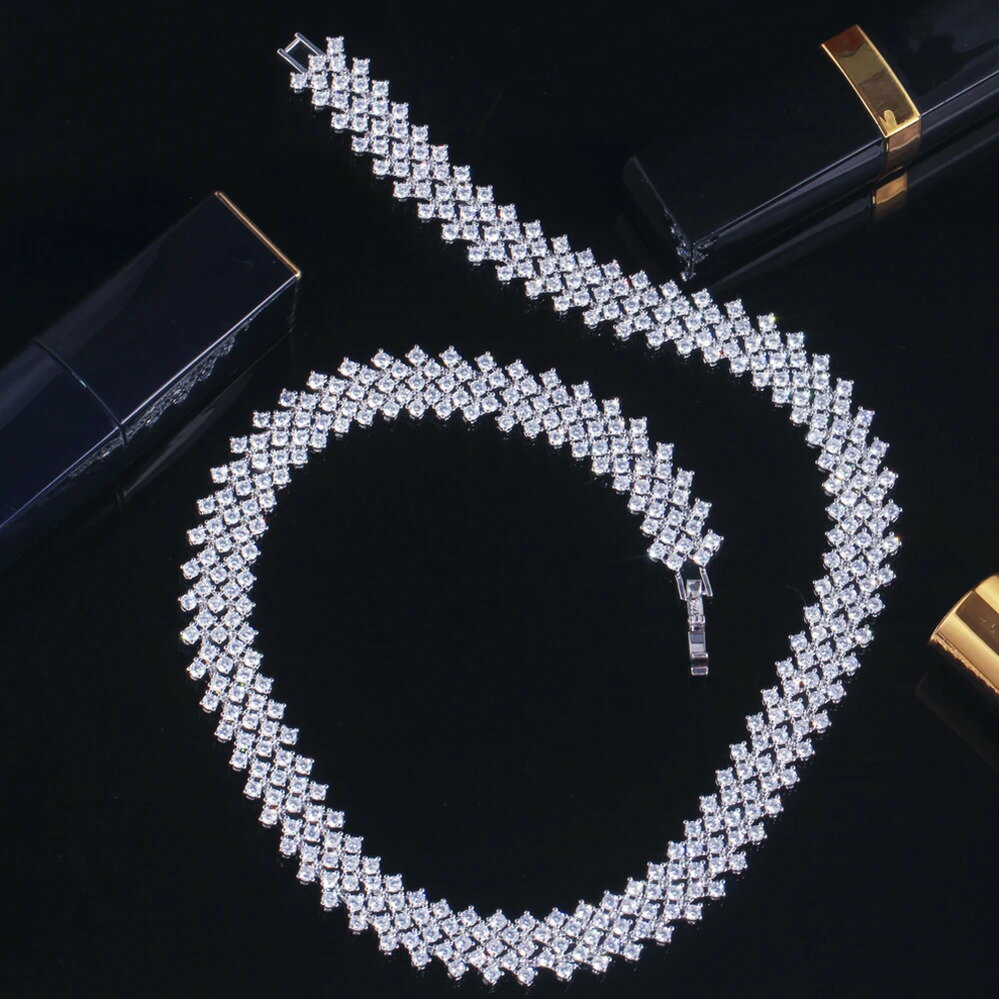 【送料無料】 チョーカー ネックレス ジルコニア ブライダル ピック リング レディース 輝く スパークリング キュービック ジルコン セッティング 贅沢 結婚...