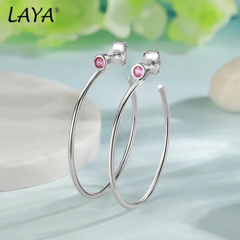 楽天FineJewelrys【クーポン利用で10400円】 ピアス クリスタル シルバー フープ リング レディース 100％ 925 スターリング 合成 パウダー 大 オリジナル ファイン ステートメント ジュエリー トレンド