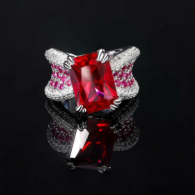 【クーポン利用で2820円】 指輪 リング 赤 レッド ストーン レディース 2024 新しい 贅沢 コランダム ジェムストーン ジュエリー 記念日 ギフト 婚約 結婚式 ウェディング