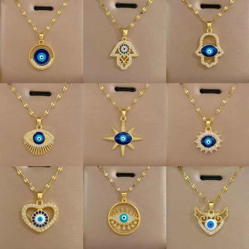 【送料無料】 ネックレス ペンダント イービルアイ ハムサ ゴールドカラー ラッキー レディース 女性 アクセサリー ジュエリー プレゼント ギフト ファッション
