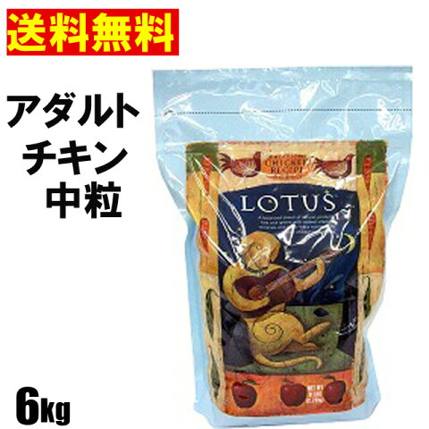 ロータス アダルト チキンレシピ 中粒 6kg 【送料無料】（※沖縄・離島は送料別途） 【賞味期限2021年1月19日以降】