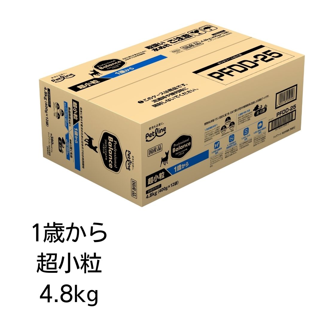 【賞味期限2025年8月31日以降】プロフェッショナルバランス　1歳から　成犬用　超小粒　4.8kg（400g×12袋） ドッグフード　アダルト　あす楽