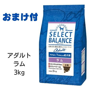 【2個で500円引クーポン】【賞味期限2025年2月28日以降】セレクトバランス　アダルト　ラム　小粒　3kg 【おまけ付き】　あす楽