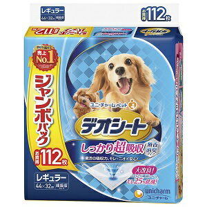 【ユニ・チャーム】 デオシート しっかり超吸収 無香消臭タイプ レギュラー 112枚入 【日用品】