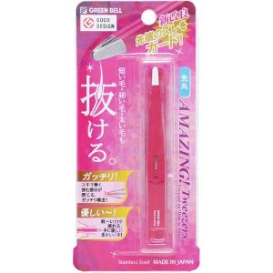 【グリーンベル】驚きの毛抜き 先丸タイプ ローズ(1本入)【日用品】