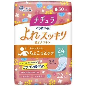 【大王製紙】 ナチュラ さら肌さらり よれスッキリ 吸水ナプキン 24cmロング 30cc 22枚 【衛生用品】