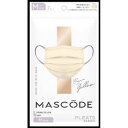 MASCODE マスコード プリーツマスク Mサイズ クリームイエロー×グレー紐 (7枚入) ＜マスク 不織布 バイカラーマスク 血色マスク マスク 立体 息がしやすい 耳が痛くならない＞