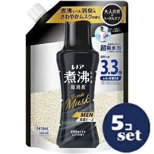 「セット販売」「P&Gジャパン」レノア煮沸レベル消臭抗菌ビーズ MEN 清潔感あふれるムスクの香り つめかえ用超特大 5個セット