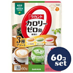 「セット販売」「サラヤ」ラカントカロリーゼロ飴　3種アソート　60g　60個セット