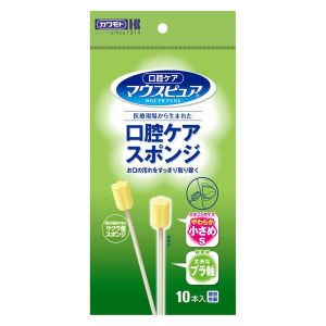 「川本産業」　マウスピュア　口腔ケアスポンジ　プラスチック軸　M　10本