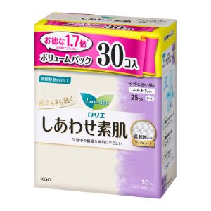 「花王」　ロリエ　しあわせ素肌　ボリュームパック　特に多い昼用25cm　羽つき　30枚