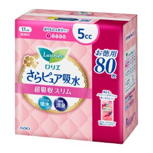 「花王」　ロリエ　さらピュア吸水　超吸収スリム　5cc　スーパージャンボ　80枚