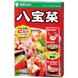 「使用方法」1水で溶く　八宝菜の素1袋を水200mlでよく溶かす。2炒める　材料を食べやすい大きさに切り、豚肉、いか、えびを炒め、火が通ったら、野菜を炒める。3とろみあんで仕上げる水で溶いておいた八宝菜の素を、もう一度よくかき混ぜてから流し込んで、とろみがつけば出来上がり。「成分」ばれいしょでん粉（遺伝子組換えでない）（国内製造）、食塩、砂糖、ガーリック、チキンエキスパウダー、魚たん白加水分解物、ジンジャー、ホワイトペッパー、オイスターエキスパウダー／調味料（アミノ酸等）、加工でん粉、クエン酸「使用上の注意」高温多湿、直射日光を避け、常温で保存「問い合わせ先」お客様相談センター「TEL」0120-561-330平日9：00〜16：00「製造販売元」株式会社ミツカン「住所」愛知県半田市中村町2−6「原産国」日本「商品区分」フード・飲料 「文責者名」 株式会社ファインズファルマ 舌古　陽介(登録販売者) 「連絡先」 電話：0120-018-705 受付時間：月〜金　9：00〜18：00 (祝祭日は除く) ※パッケージデザイン等、予告なく変更されることがあります。ご了承ください。