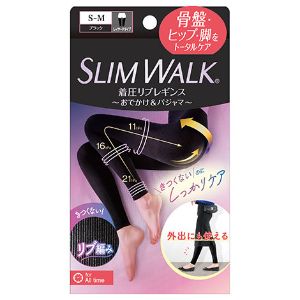 「ピップ」　スリムウォーク着圧リブレギンス　SーM　ブラック　_