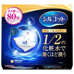 【ユニ・チャーム】 シルコット うるうるコットン スポンジ仕立て 80枚入 【化粧品】