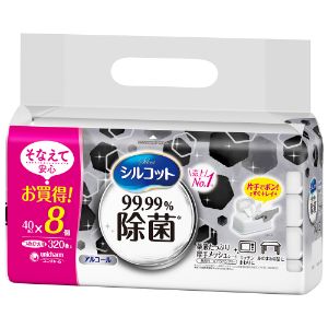 「ユニ・チャーム」　シルコット99．99％除菌ウェットティッシュ　つめかえ　40枚×8個