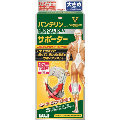 【興和】バンテリンコーワサポーター ひざ専用しっかり加圧タイプ ホワイト 左右共用 大きめ 1枚入【衛生用品】