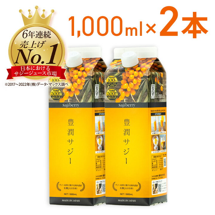 【2本セット】豊潤サジー 1000ml サジージュース【紙パックタイプ】【公式 フィネス】鉄分 ドリンク ジュース 沙棘 リンゴ酸 ビタミンC βカロテン アミノ酸 ビタミンE オーガニック原料 有機JAS原料 沙棘 健康 美容 ドリンク 鉄分補給 シーベリースーパーフルーツのサムネイル