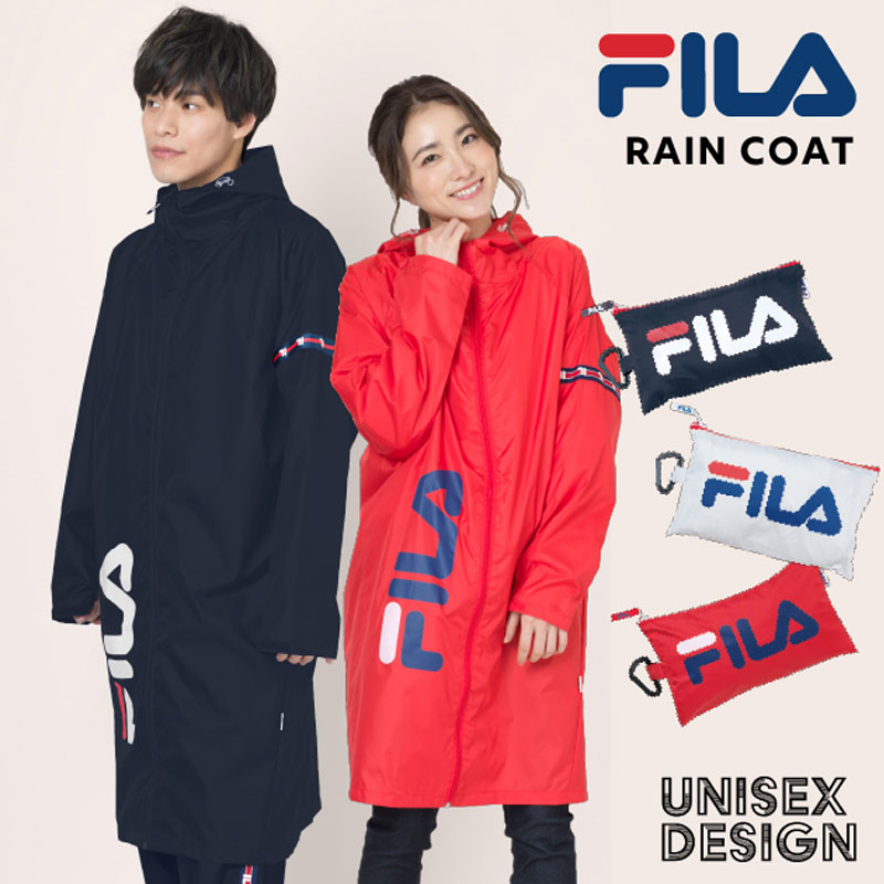 【20%OFF】 男女兼用 FILAレインコート はっ水 M L 自転車 サイクル レインウェア フィラ FILA レインコート メンズ レディース おしゃれ かわいい アウトドア キャンプ 旅行 入学 通勤 通学 フェス 合羽 雨具 収納袋 ブランド