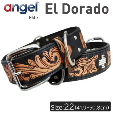 【Angel】アウトレット エンジェル El Dorado 22インチ 首輪 犬 アルゼンチン産 牛革 本革 真鍮 小型 子犬 大型 中型 高級 手彫り 錆びにくい