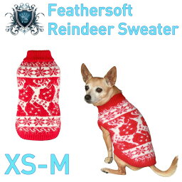 【HIP DOGGIE】冬物アウトレット Feathersoft Reindeer Sweater XS-M 犬 服 小型 子犬 中型 おしゃれ かわいい 防寒 暖かい セーター 秋 冬 クリスマス トナカイ ノルディック ニット 7FSRD