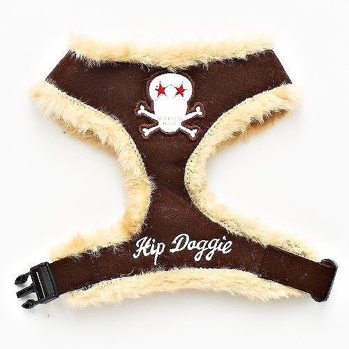 楽天hykke（ヒュッケ）【HIP DOGGIE】アウトレット Brown Fur Skull Harness XXS-M 犬 ハーネス 服 小型 子犬 中型 ドクロ かっこいい 6BRFSK