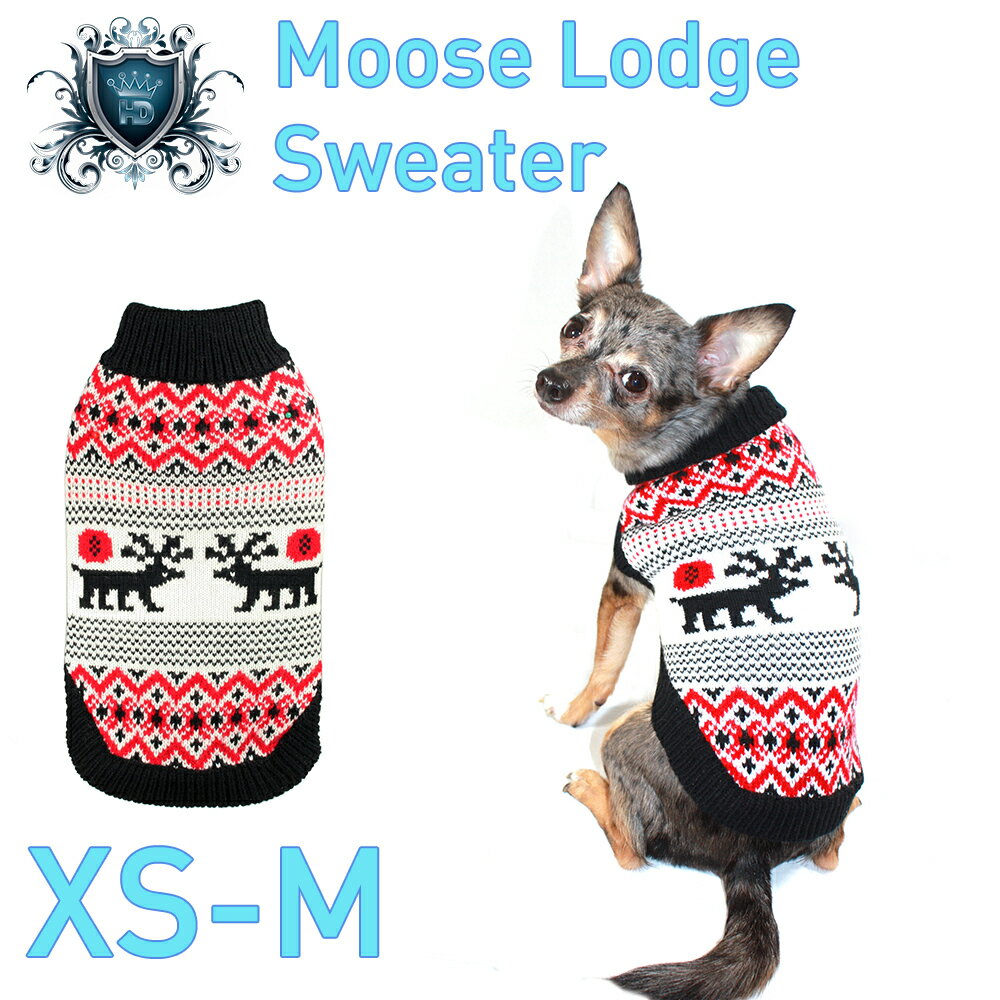 【HIP DOGGIE】冬物アウトレット Moose Lodge Sweater XS-M 犬 服 小型 子犬 中型 おしゃれ かわいい 防寒 暖かい トナカイ クリスマス セーター 秋 冬 7MSTN
