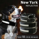 アウトレット エンジェル New York REFLECTIVE 18インチ 首輪 犬 本革 ステンレス オイルドハーネスレザー 小型 子犬 大型 中型 高級 反射板 安全 夜 シンプル 錆びにくい