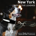 アウトレット エンジェル New York REFLECTIVE LEASHES 24インチ w3/4 リード 犬 本革 ステンレス オイルドハーネスレザー 小型 子犬 大型 中型 高級 反射板 安全 夜 シンプル 錆びにくい