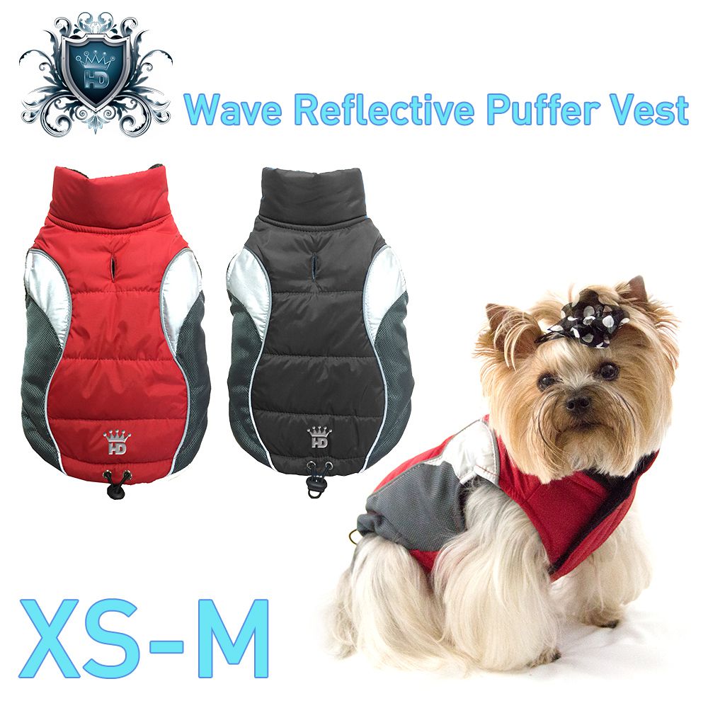 冬物アウトレットWave Reflective Puffer Vest XS-M ベスト 犬 服 小型 子犬 中型 おしゃれ かわいい 防寒 暖かい 裏起毛 ベスト フリース 秋 冬服 5WVBK 5WVRD