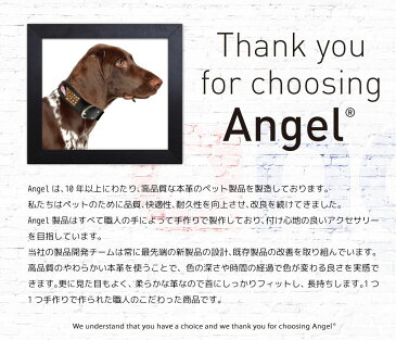 【Angel】エンジェル New York REFLECTIVE 20インチ 首輪 犬 本革 ステンレス オイルドハーネスレザー 小型 子犬 大型 中型 高級 反射板 安全 夜 シンプル 錆びにくい