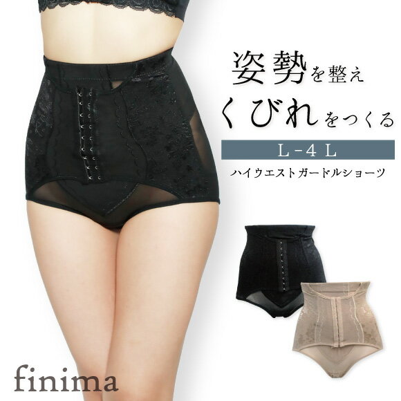 [★メール便OK]ハイウエスト 骨盤補正 くびれ パワーネット ガードルショーツ(GA-001)【補正下着 産後 お腹引き締め 9段3列 大きいサイズ】