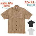 T/C ストライプ ワーク ショートスリーブシャツ UNITED ATHLE WORKS ユナイテッドアスレ 半袖 メンズ レディース 男女兼用 ユニセックス ワークシャツ ワークウェア 作業着 1781-01