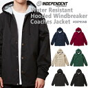 フード付きコーチジャケット【INDEPENDENT TRADING COMPANY】Water Resistant Hppded Windbreaker Coaches Jacket【アダルトサイズ/無地 コーチジャケット ウォームビズ】インディペンデント トレーディングカンパニー(INEXP95NB)【0411】