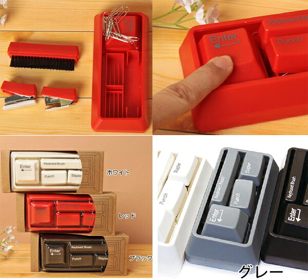 キーボードステーショナリーセット/クリップホルダー・ホッチキス・パンチ・キーボードブラシ・文房具・KEY BOARD STATIONERY SET【0218】 fink-s-10002920 FINKS サンプル画像3