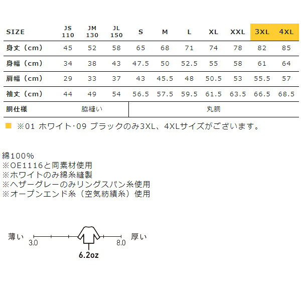 【S-4XL】6.2oz オープンエンド マッ...の紹介画像3