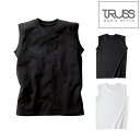 ウィメンズ ノースリーブ Tシャツ TRUSS トラス レディース向け 袖なし 女性 白黒 ブラック コットン 綿 シンプル Tシャツ カットソー クルーネック...