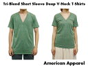 【処分品】American Apparel（アメリカンアパレル/アメアパ）3.7oz トライブレンド ショートスリーブ ディープVネックTシャツ(霜降カラー）【半袖薄手ユニセックス 男女兼用】tr456【1226】☆メーカー廃番のため在庫処分品となります