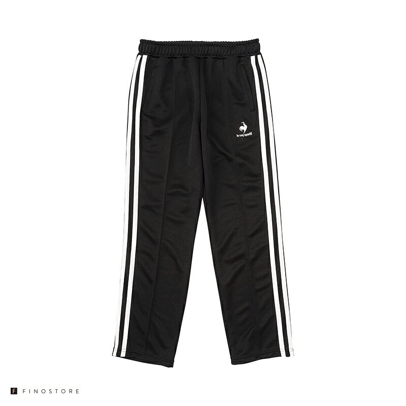 ルコックスポルティフ トラックジャージロングパンツ （le coq sportif track jersey long pants）QMWSJG31 レディース ホワイト/ブラック/ネイビー パンツ ランニング トレーニング ウェア QMWSJG31 ブラック