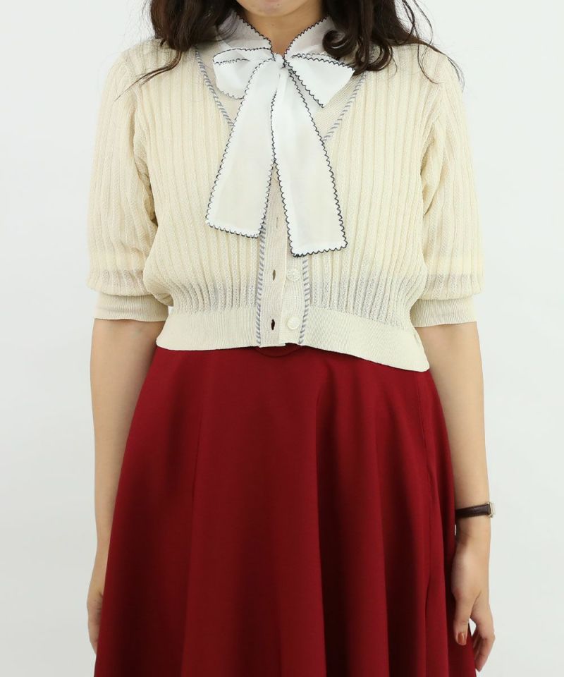 【公式】配色 ステッチ 透かし 編み ニット カーディガン / an another angelus アンアナザーアンジェ..