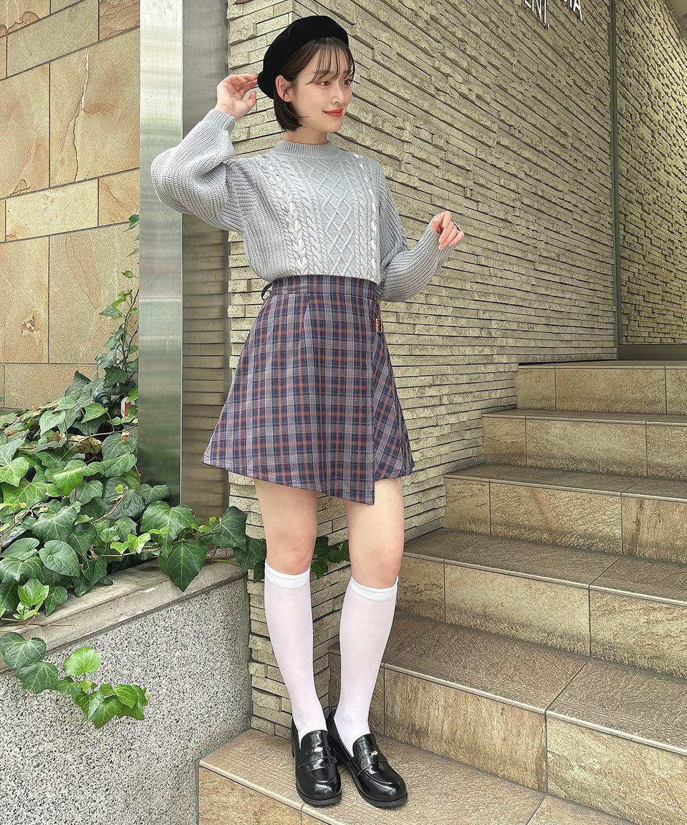【 SALE 50%OFF 】 スカート ラップ 風 アシメ チェック ミニ スカート / 【洗える】F i.n.t フィント [55AG02k004] fintstore-10000514 F i.n.t サンプル画像3