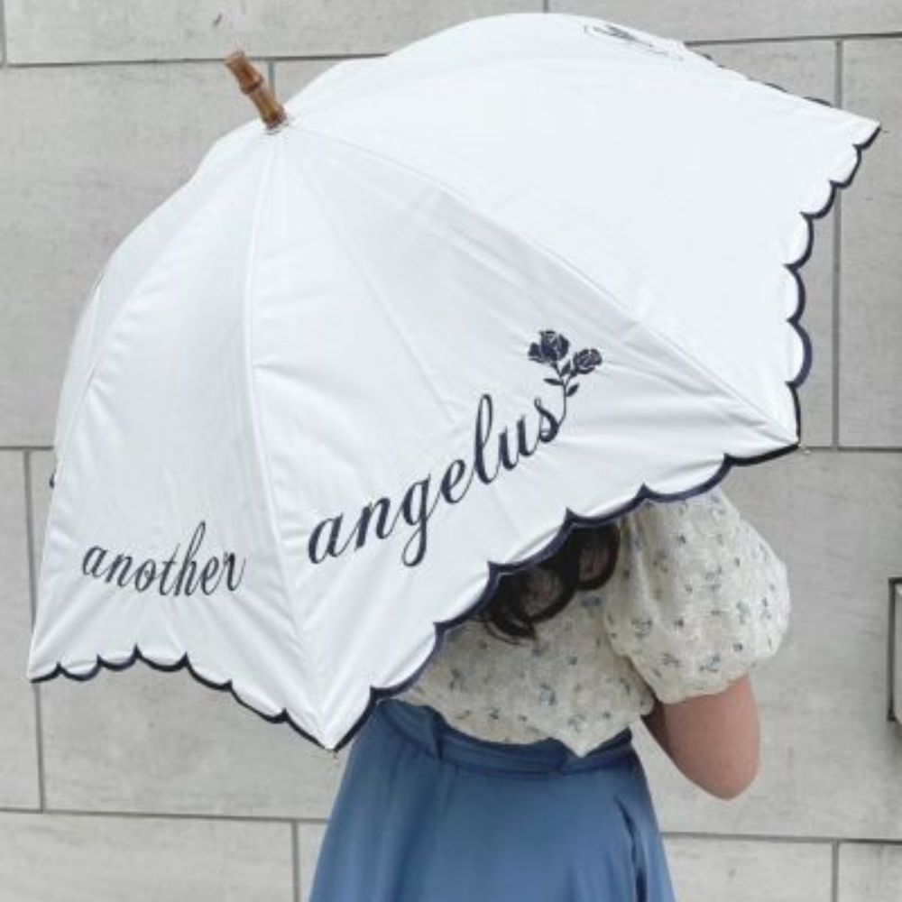 日傘 晴雨兼用 UV カリグラフィー ロゴ 刺繍 日傘 / クラシカル 上品 きれいめ UVカット 日焼け 対策 おでかけ バンブー an another angelusアンアナザーアンジェラス Fint フィント 