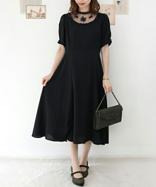 【公式】【オケージョン】ローズ 刺繍 ヨーク 透け ワンピース /an another angelus アンアナザーアンジェラス [31BE02g011]