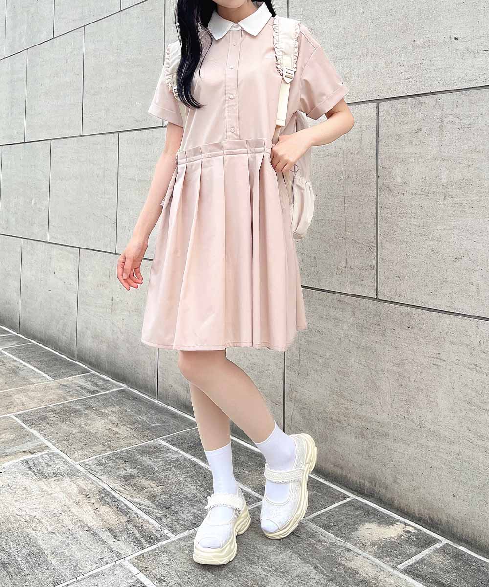 【公式 / 洗える】ドロスト リボン シャツ ワンピース / F i.n.t フィント [53AE01h005]