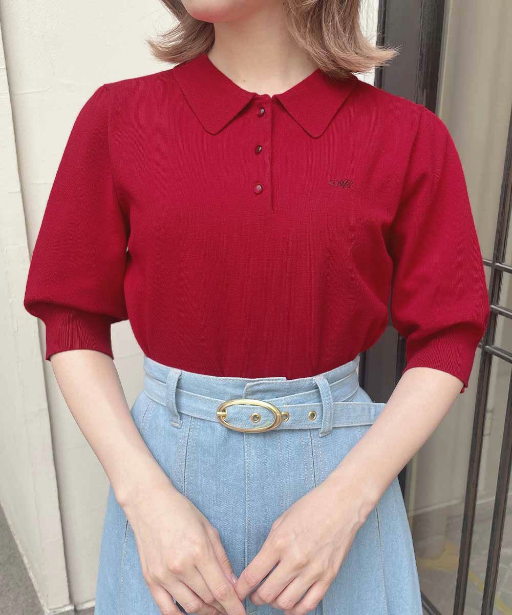 【 SALE 45%OFF 】ポロシャツ レディース an3 ロゴ 刺繍 ニット 半袖 ポロ シャツ / 【洗える】クラシカル シック 上品 おでかけ トラッド 清楚 春 夏 an another angelus アンアナザーアンジェラス [53BJ07h003]